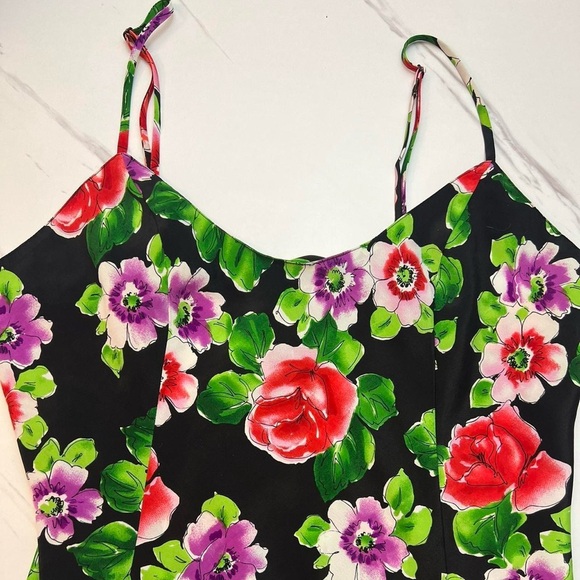 Vintage Victoria’s Secret Gold Label Floral Slip Dress Medium Lace Trim - Picture 2 of 5